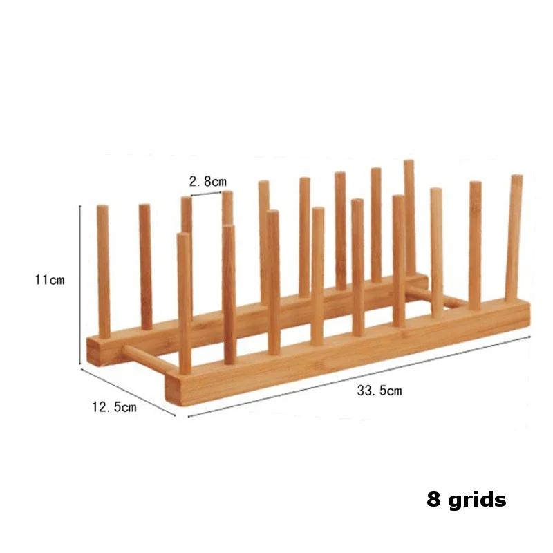 Kitchen Dish Drain Rack Wooden Display Stand Drainer Holder Drying Bowl Holder Simple Pot Lid Shelf Dinnerware Storage Organizer