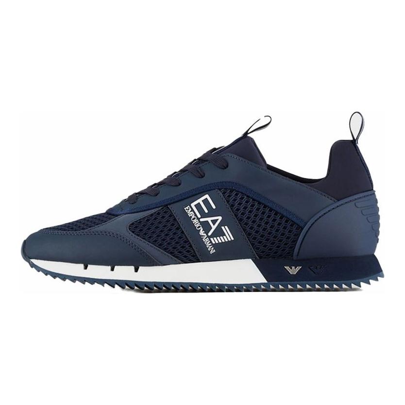 Emporio Armani Scarpe Casual Basse Stringate in Pizzo di Poliestere Sneaker Unisex Blu Navy X8X027XK050D813