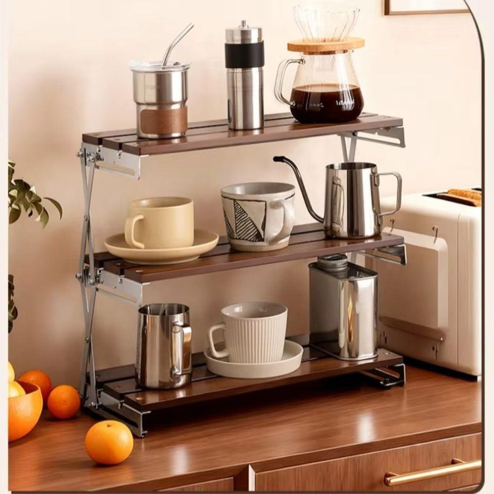 Foldable Design Tabletop Shelf Multi-Tier Mug Display Shelf Home Organization
