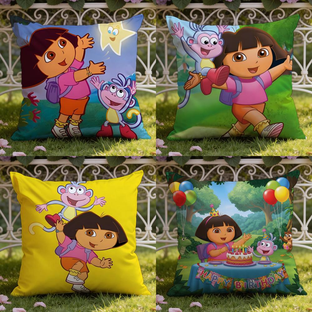 Anime Cute D-Dora the E-Explorer Cushion Cover Home & Car Dual-Scene Pillow Cover: Reversible for Premium Comfort