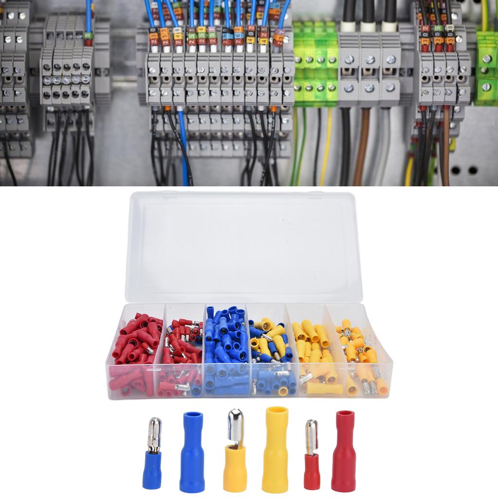 250pcs Electrical Connectors Cold Pressed Connector Terminals with Storage Box for Power Distributio