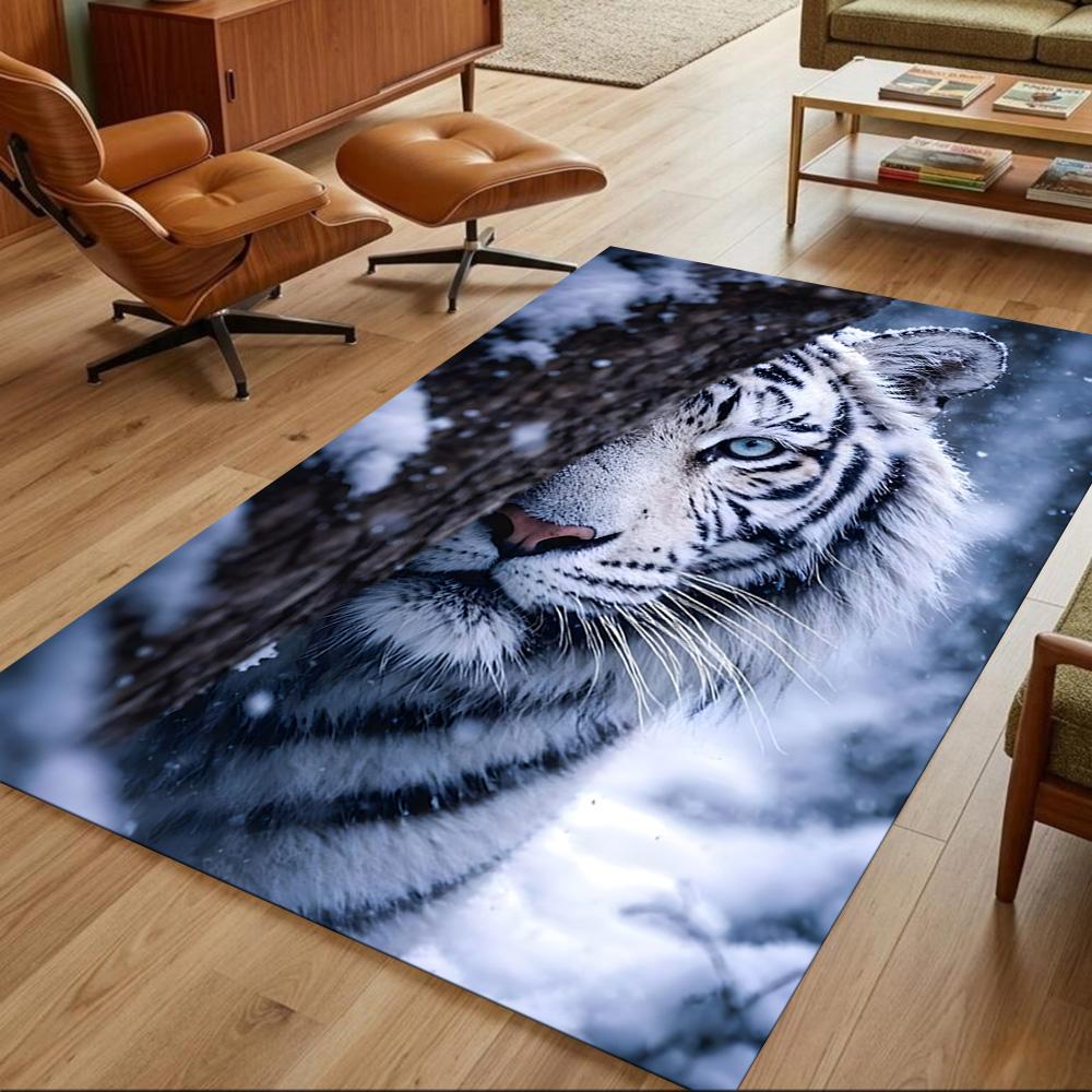 Tiger In Waterfall Realm Non-Slip Home Carpet Design for Office Decor Living Room Gift