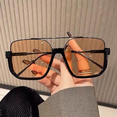 Women's Sunglasses Retro Large Frame Glasses Ins Women's Sunglasses Black Tea Frame Glasses Korean Sunglasses Men's Sunglasses