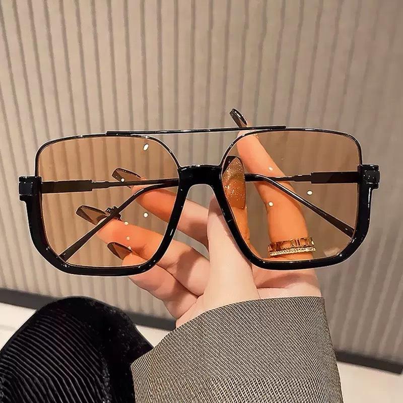 Women's Sunglasses Retro Large Frame Glasses Ins Women's Sunglasses Black Tea Frame Glasses Korean Sunglasses Men's Sunglasses