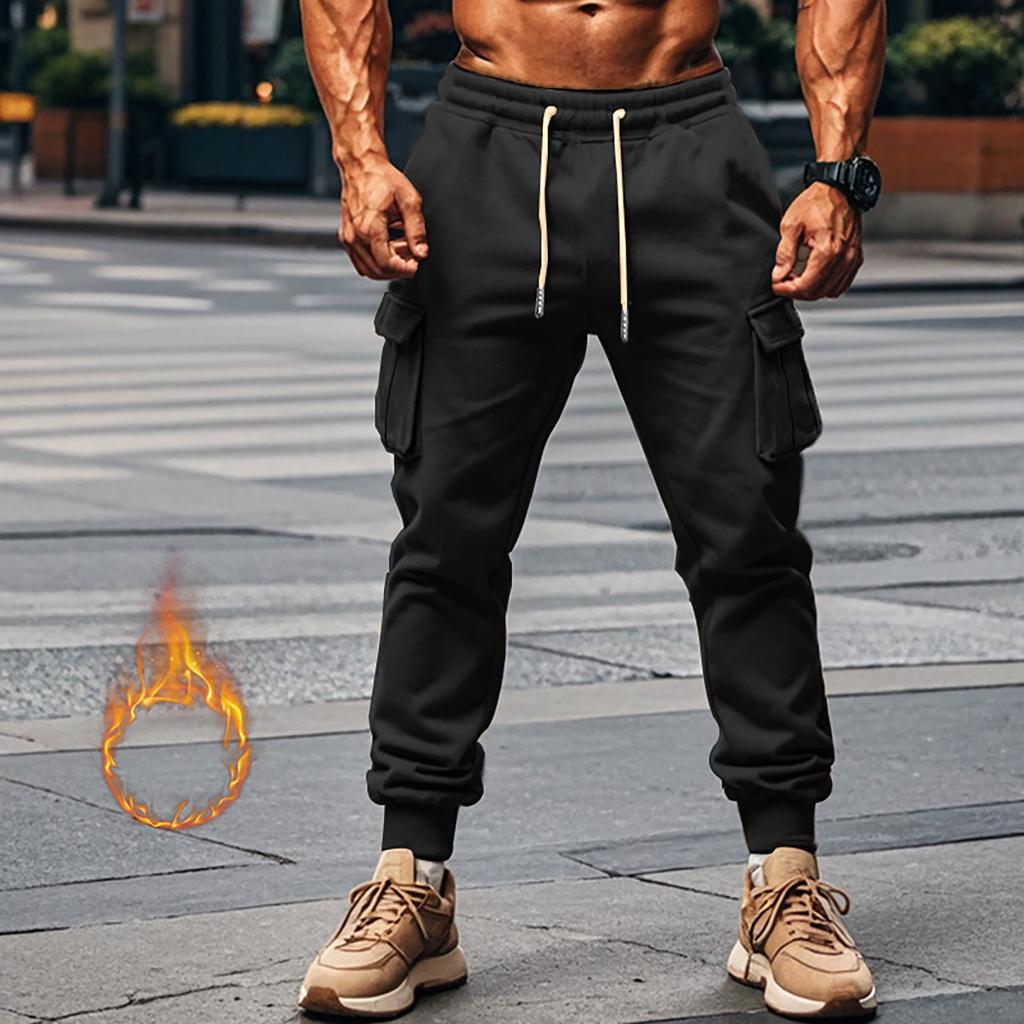 Herren Overalls Kordelzug Multi Pocket Freizeithose Wanderhose Baumwolltwillhose