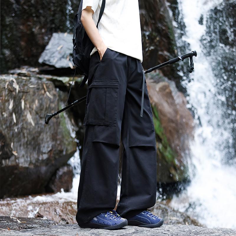 Cotton Cargo Pants Men High Street Loose Fit Jogger Trousers Casual Spring Autumn