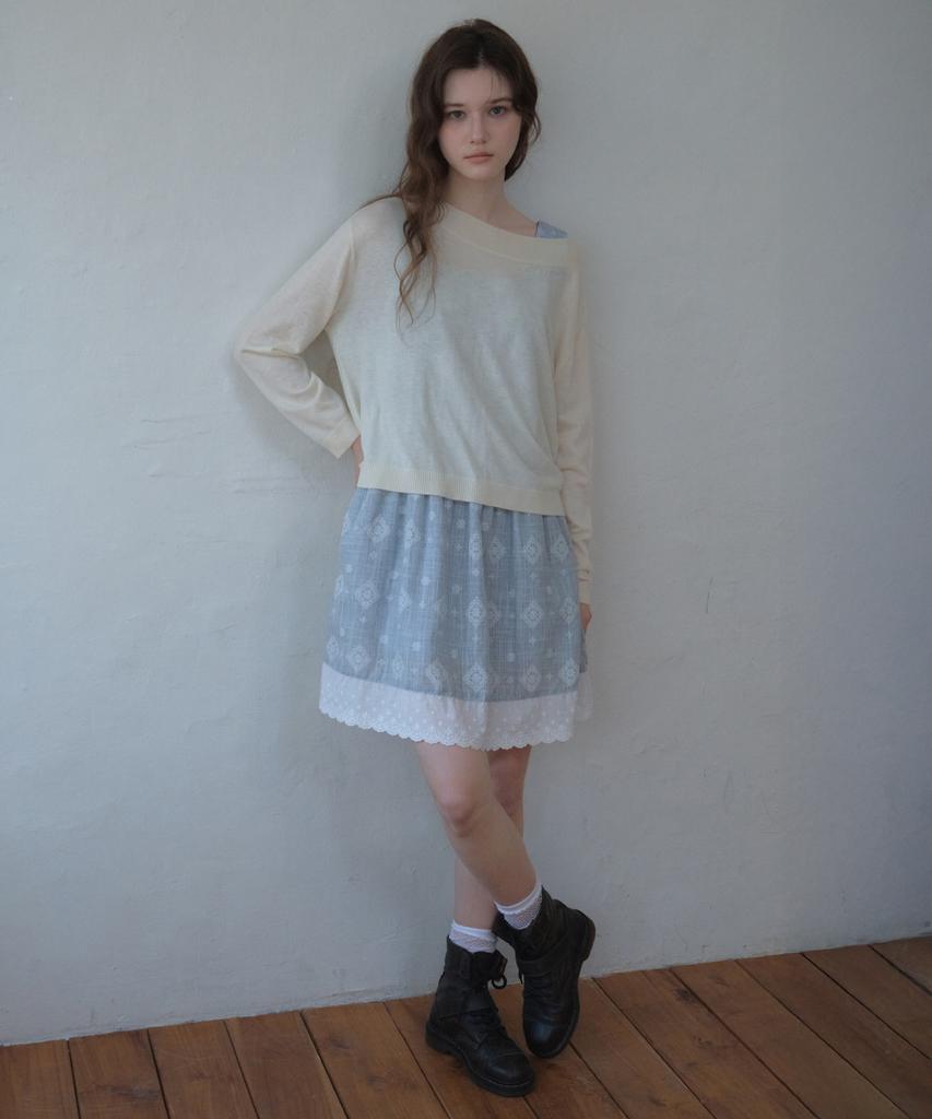 Aueonoseuteljia Lettering Boatneck Knit_Cream(Oc26Kn17)