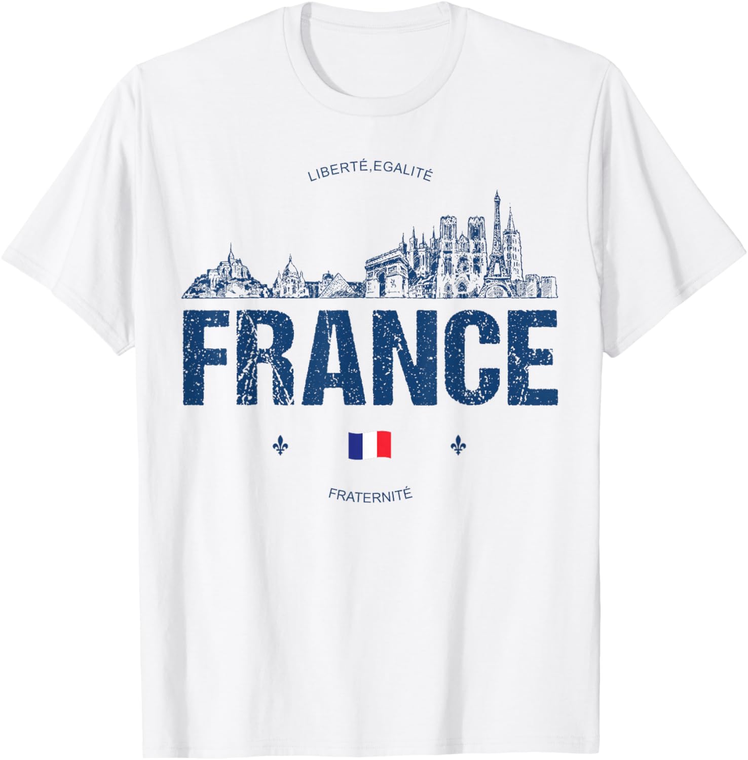 

France Souvenir Travel T-Shirt, Small, White 5XL різнокольоровий