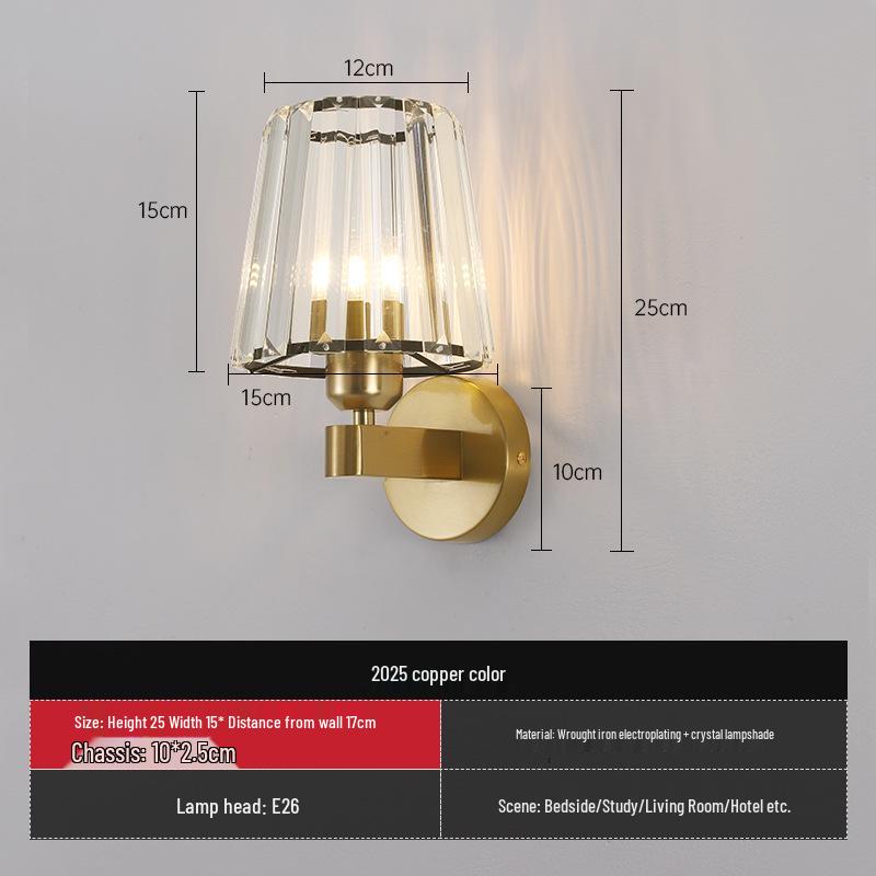 2025 Luxury Crystal Glass Wall Lamp for Bedroom, Villa, Corridor, or Entrance