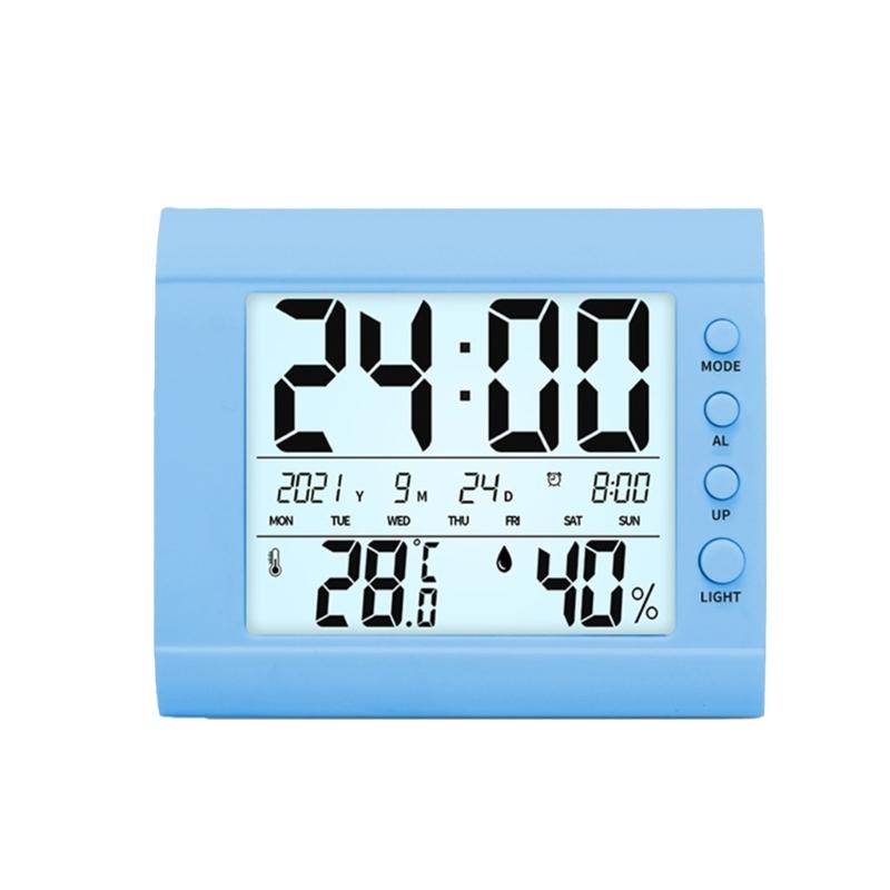 

Цифровые настенные настольные часы с температурой, влажностью, датой, неделей, большим ЖК-дисплеем, работающим от батареек, будильник для спальни