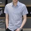 Sommertrend herre kortermet issilkeskjorte kortermet tynn bluse kjekk skjorte herremote allsidig skjorte