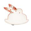 Arita Ware Denpeigama Individual Plate, Approx. 13 X 10 Cm, Nishiki Red Ear Manreki Rabbit Design, Made In Japan, 478489