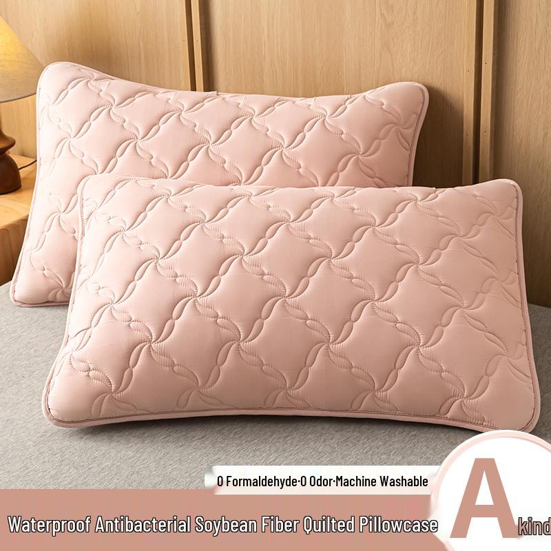 

Quilted Waterproof & Stain-Resistant Pillowcases (Set of 2) - Solid Color, Protects Pillow, 48x74cm 48cm x 74cm