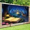 2D Fantasy Bedroom Decor Tapestry Enchanted Night Castle Themed Wall Hanging