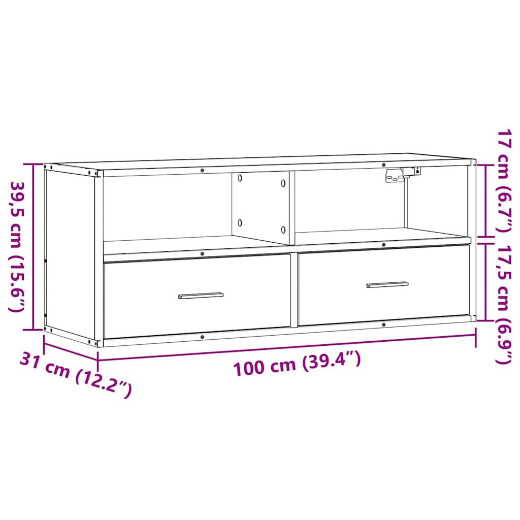 TV Stand Black 100 x 31 x 39.5 cm Particleboard and Metal