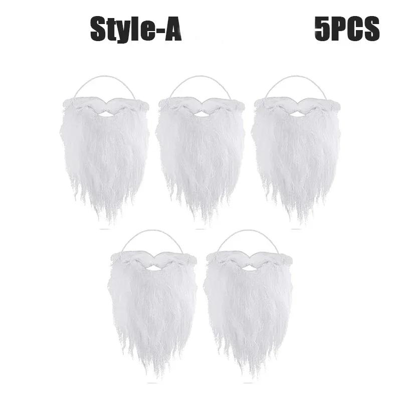 1-10PCS Christmas Santa Claus Beard  Adjustable Curly Fake Beards Realistic Costume Props Holiday Party Dress Up Accessories