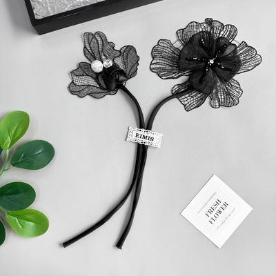 Black Handmade Bead-Set Diamond Lace Three-Dimensional Flower Cloth Sticker Decorative Clothing Dress Sweater Decorative Flower