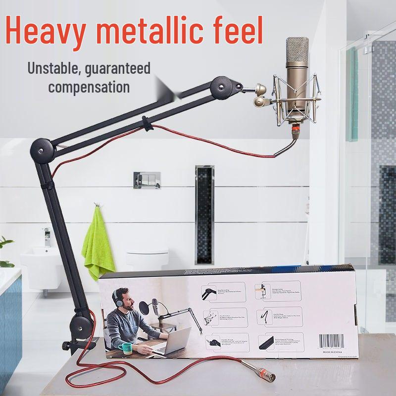 Desktop Condenser Microphone with Large Boom Arm and Shockproof Stand for Streaming and Recording