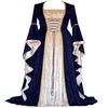 Vintage Gold Velvet Lace-Up Flared Sleeve Medieval Floor-Length Dress for Women
