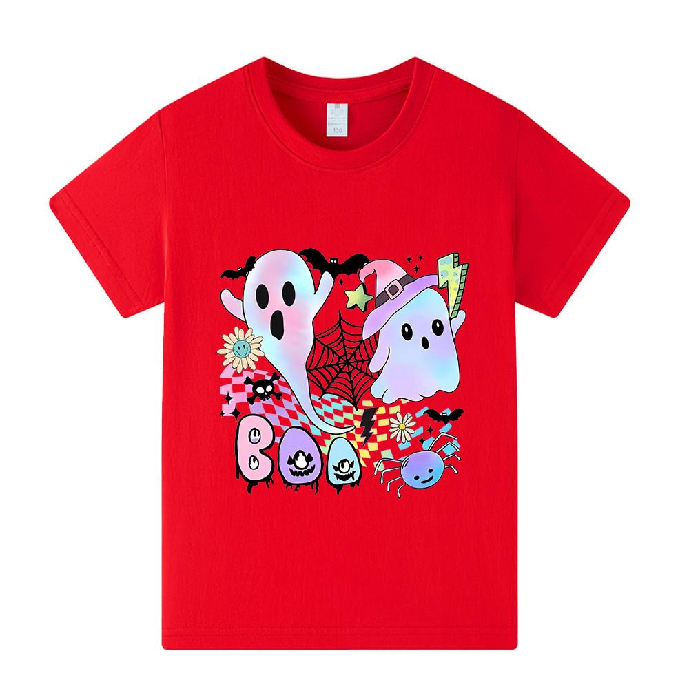 Kids Boys Girls Halloween Bat Ghost Short Sleeves T-shirt