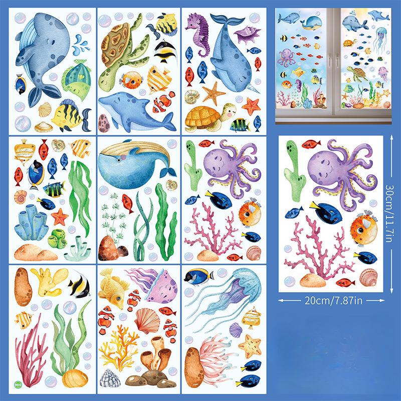 Ocean World, Cartoon Stickers, Living Room Bedroom, Children's Room Decoration Stickers, Moisture-proof Wall Stickers, Home Decoration Stickers