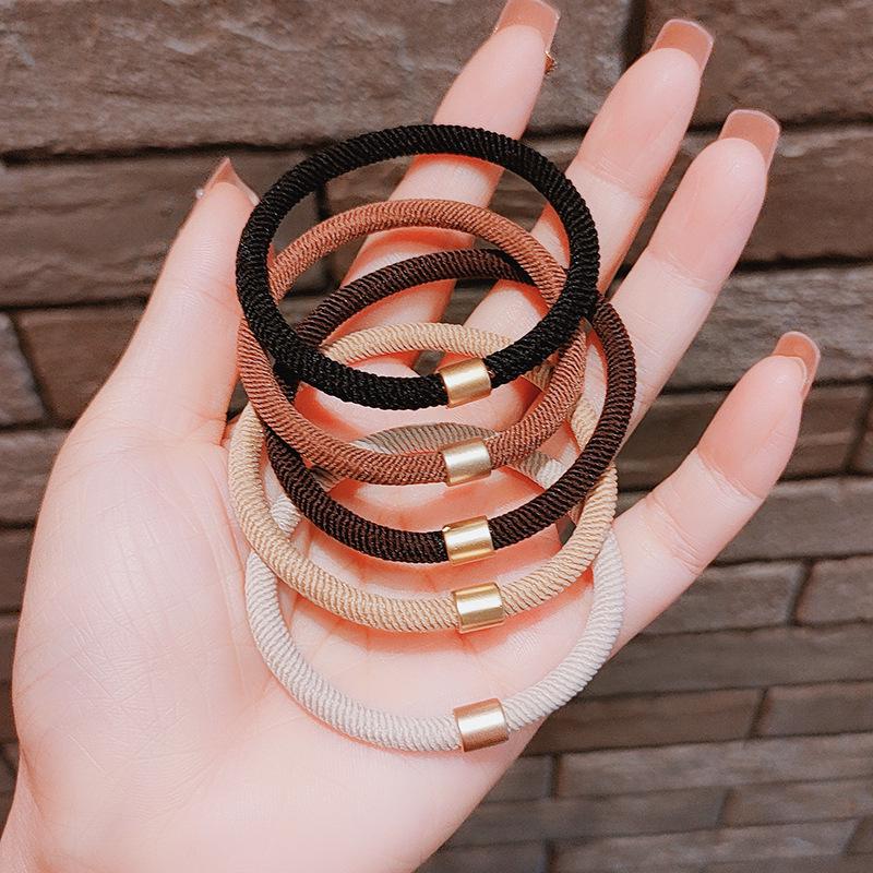 Elastic Milk Coffee Hair Tie: Durable, High-End Ponytail & Headband for Women