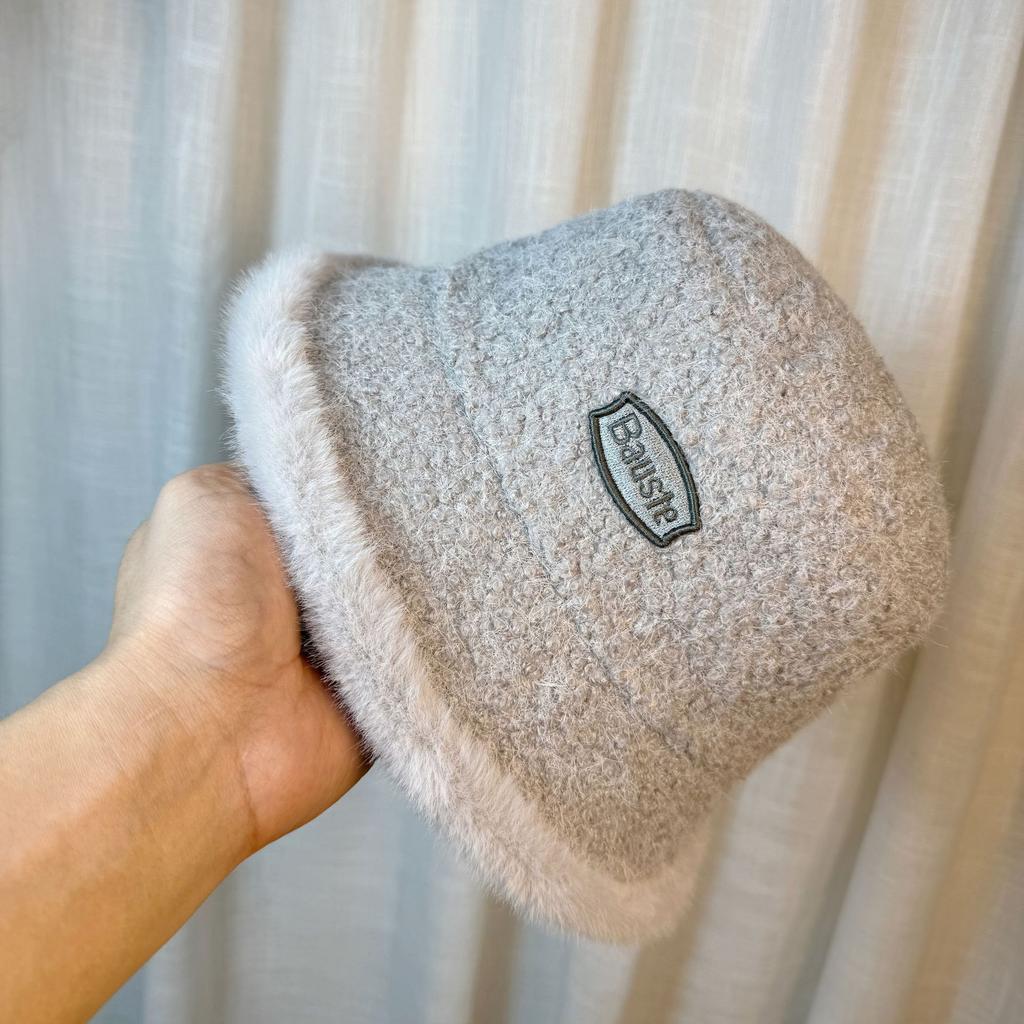 Japanese Autumn and Winter New Style Embroidered Letter Fisherman Hat Warm and Thickened Raw Edge Design Face Showing Small Bucket Hat for Women