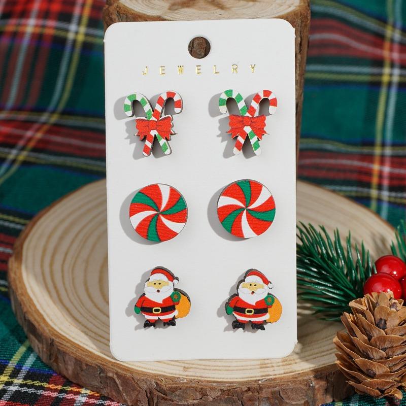Christmas stud earrings new elk windmill old man snowman gloves earrings set combination earrings women
