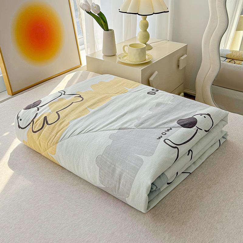Cartoon Cotton Linen Summmer Blanket Breathable Adult Child Quilt for Summer Washable Air Conditioning Comforter Lightweight