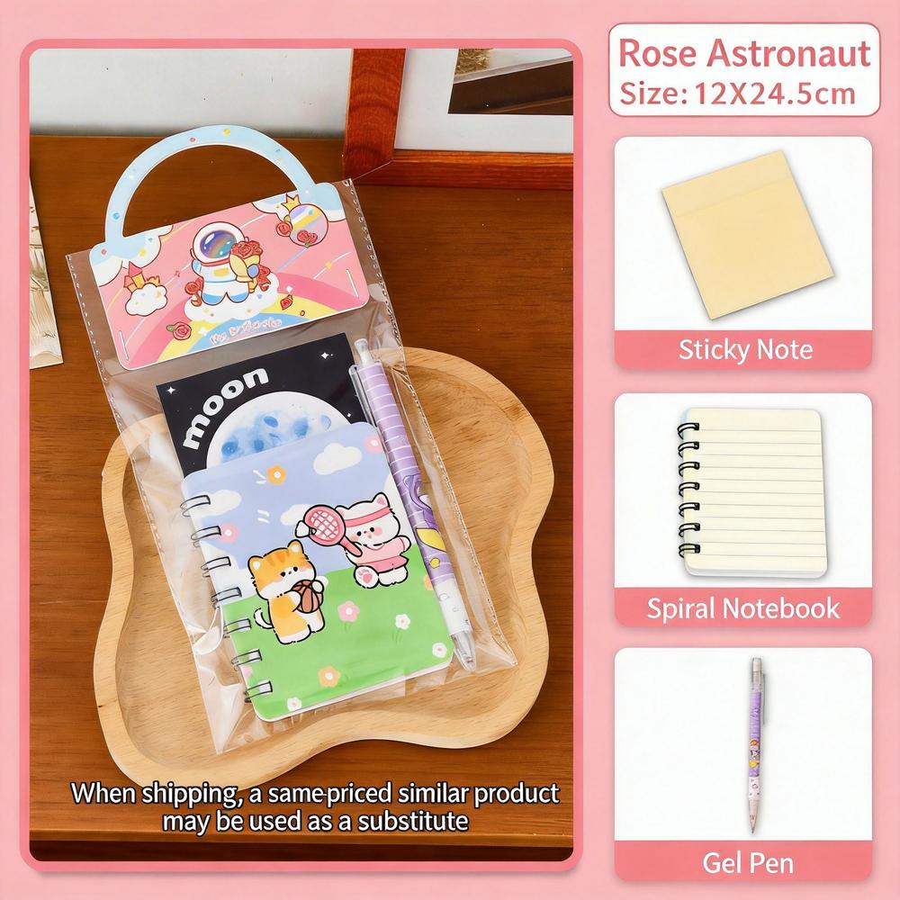 

Kids School Supplies Non-Toxic Cartoon Stationery Set Portable Handle Bag Stationery High-Quality Space Theme Stationery
