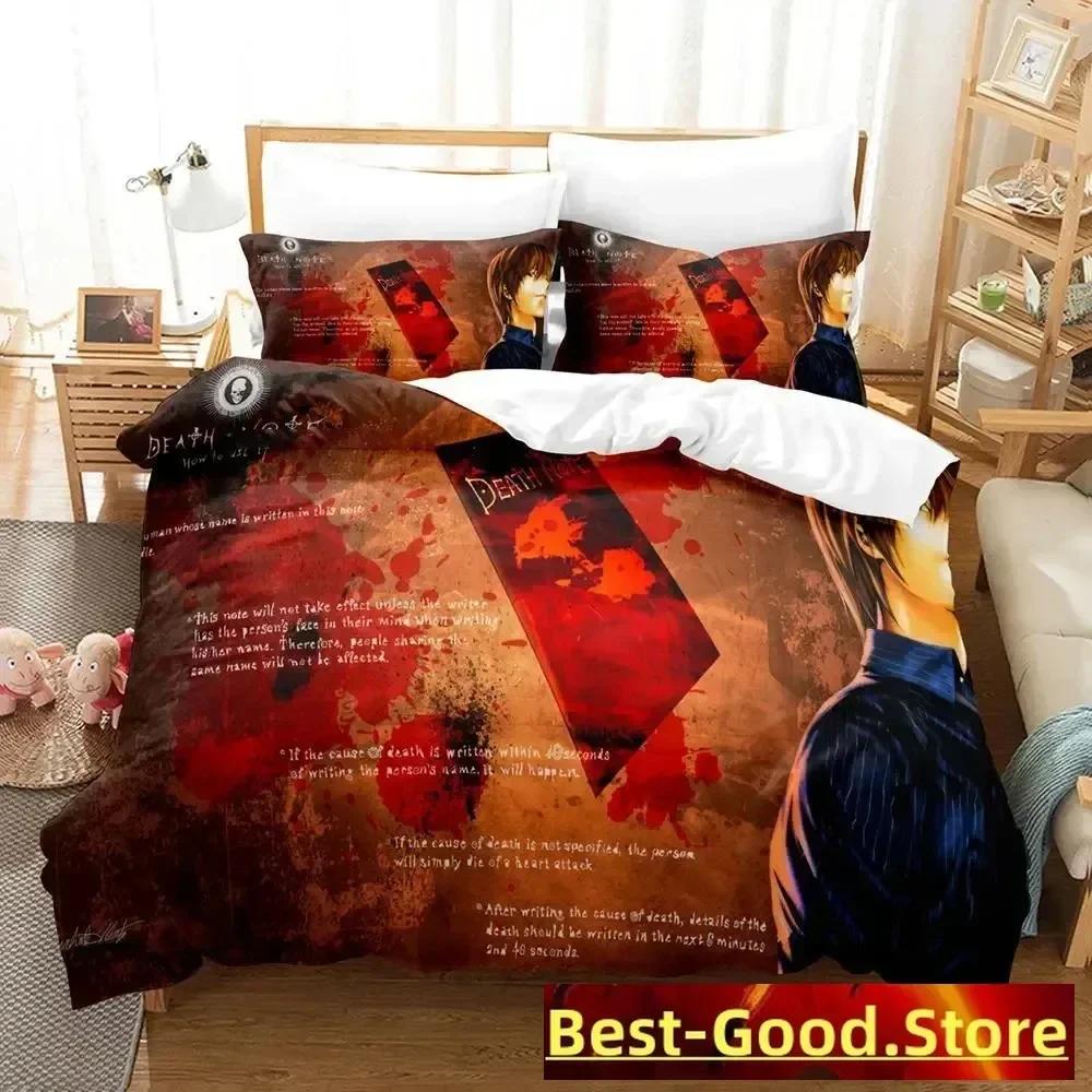 3D Death Anime Note Beding Set Printed Bed Linen Set With Pilowcase Soft Duvet Cover Soft Single Double Quen Super King-Sized Dimensionsd Dimensions