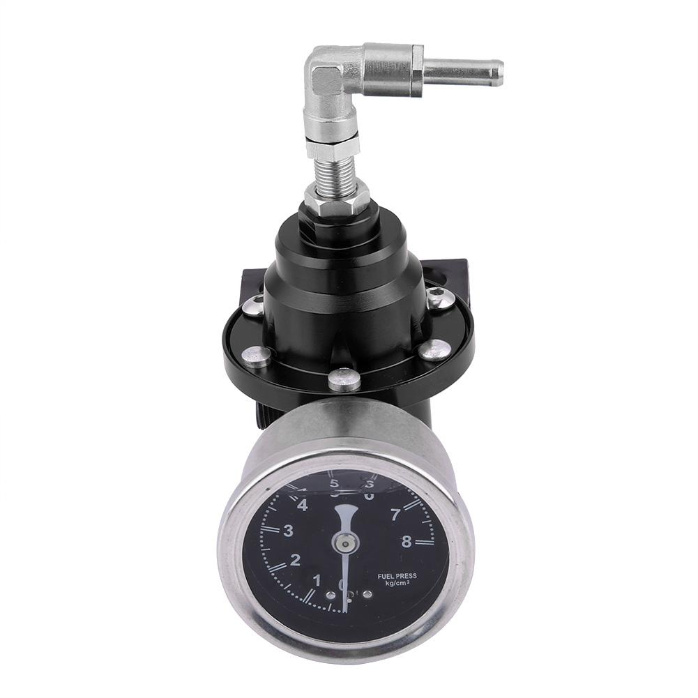 Universal Aluminum Car 160psi Adjustable 1: 1 Fuel Pressure Regulator Oil Gauge Kit (Black)