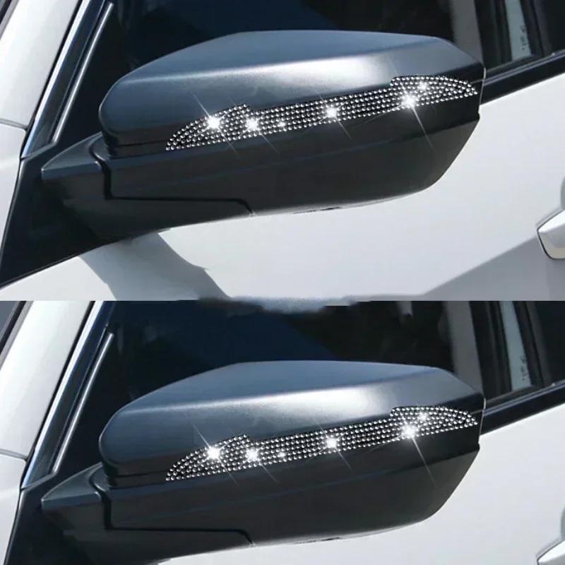 2/4Pcs Car Stickers Car Door Bowl Handle Protection Strip Rhinestone Inlay Rearview Mirror Anti-scratch Decal Auto Accessories