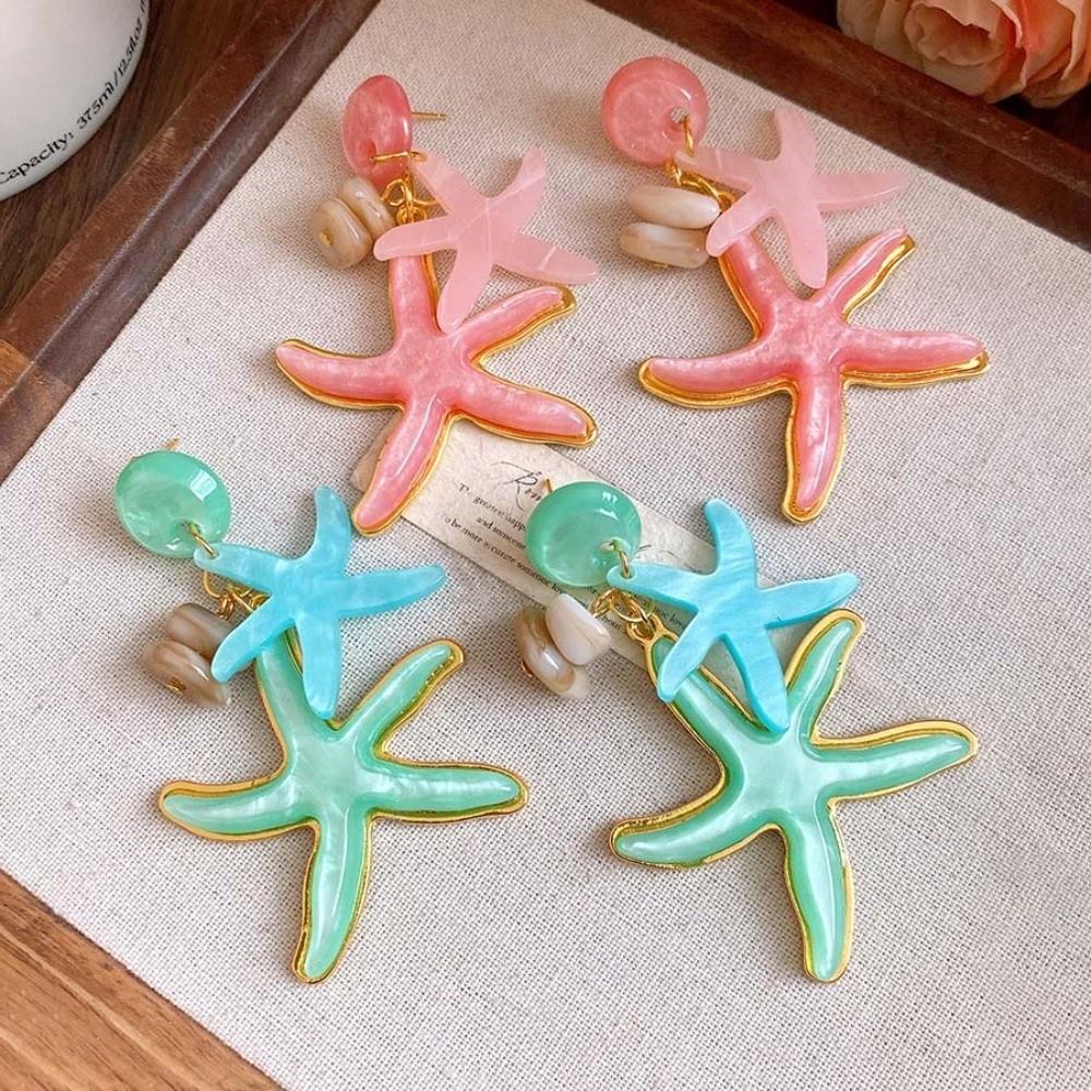 Temperament Bohemian Dangle Earrings Shell Starfish Ear Pendant  Vacation