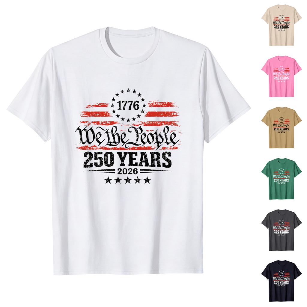 Men's Printed Round Neck T-Shirt Casual Sports Short-Sleeve Top