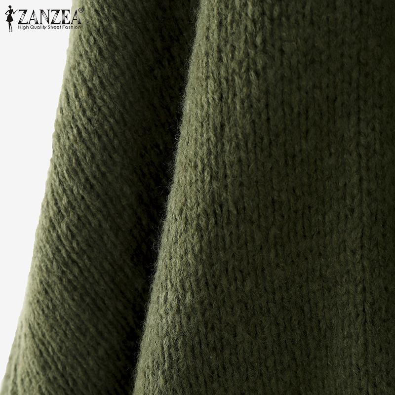 ZANZEA Winter Autumn Women Long Sleeve Open Front Casual Loose Knitted Sweaters Cardigan