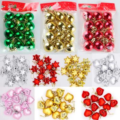 12Pcs Weihnachtskugeln Weihnachtsbaum Hängende Ornamente Ball Herz Sterne Gold Rot Anhänger Frohe Weihnachten Party Decor 2023 Neue jahr