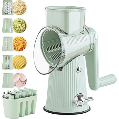Tarka obrotowa 5 w 1 z uchwytem Kuchenna krajalnica do warzyw Slicer Okrągła mandolina Bębenkowa krajalnica z przyssawką JT435