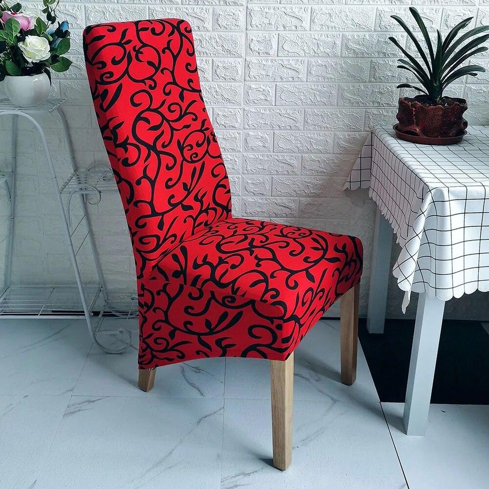 Printed King Back Chair Cover Stretch Large XL Size Chair Covers for Dining Room Home Hotel Banquet Decor Long Seat Protectors