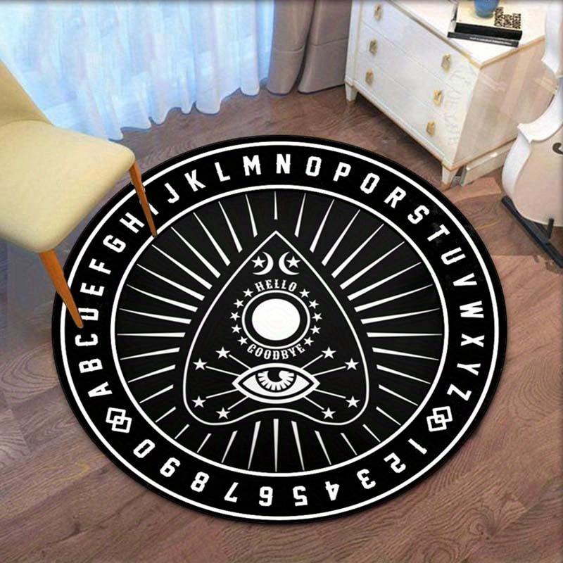 1pc Ouija Board Print Round Rug: Perfect for Living Room, Bedroom or Office - Crystal Velvet Non-Slip Rug