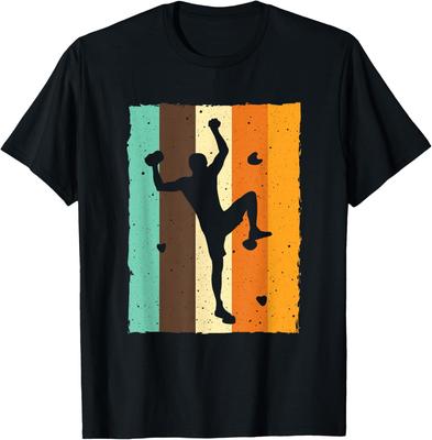 Vintage Bouldering Rock Climbing Silhouette Graphic Tee Men Women Sport TShirt