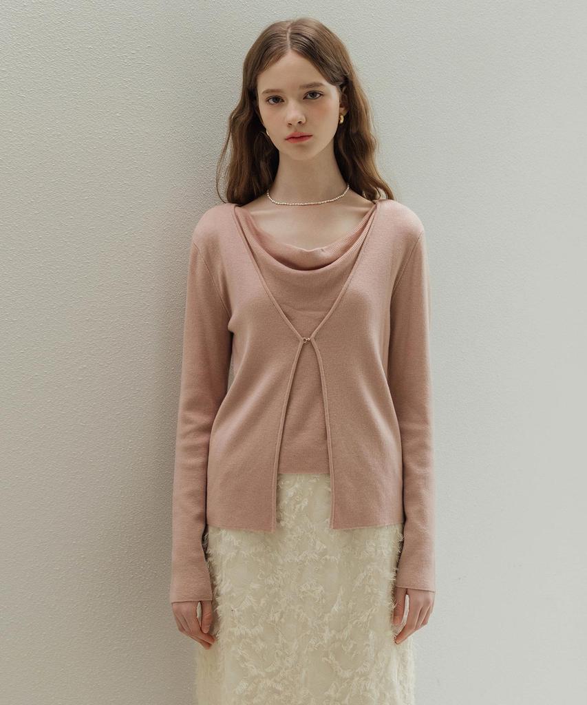 LAUTREDE MIN Cowl Buckle Pink Knit