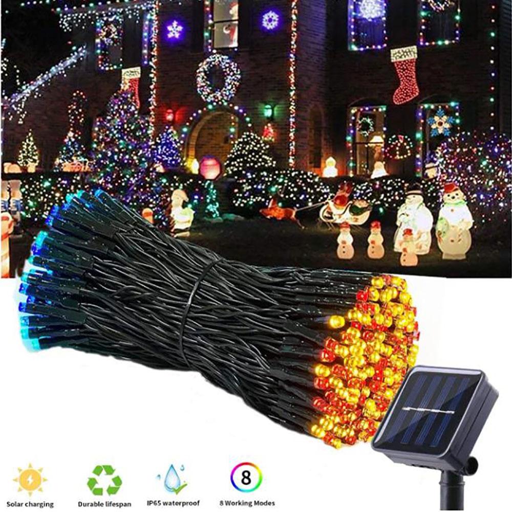 Solar Powered Outdoor Fairy Lights Ip65 Waterproof 8 Lighting Modes Suitable For Christmas Decoration Wedding Decoration