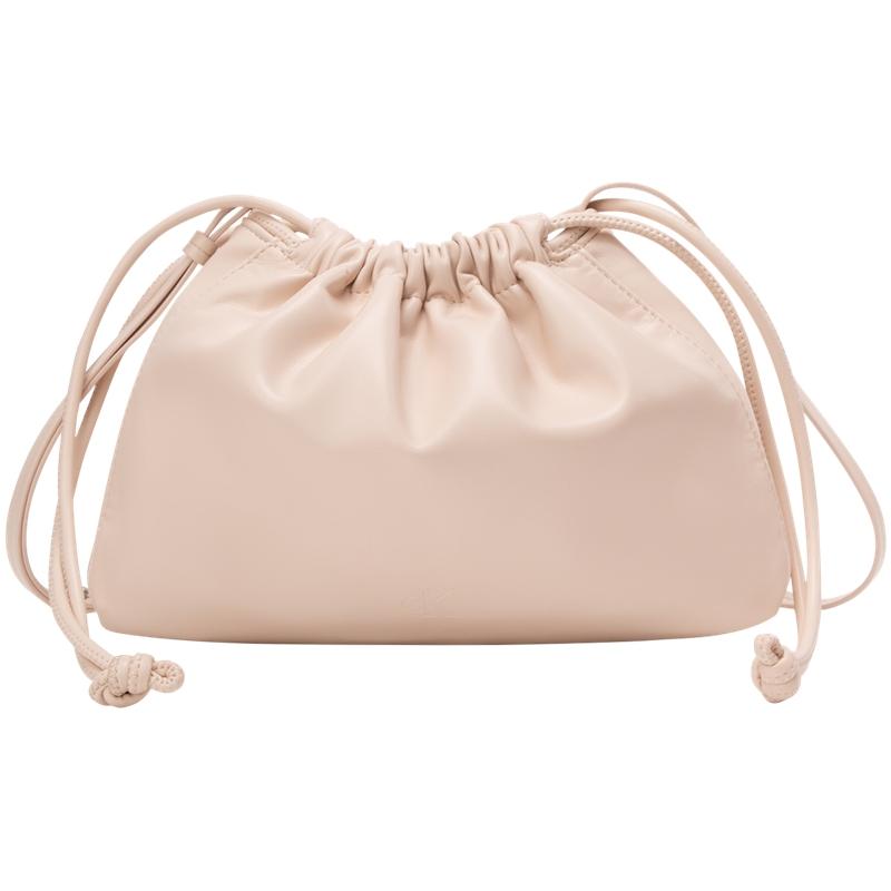 Calvin Klein Cute Drawstring Letter Embossed Pouch Bag Women Shoulder Bag Eggshell-Yellow DH3771-MTR Basic Set (Bag)