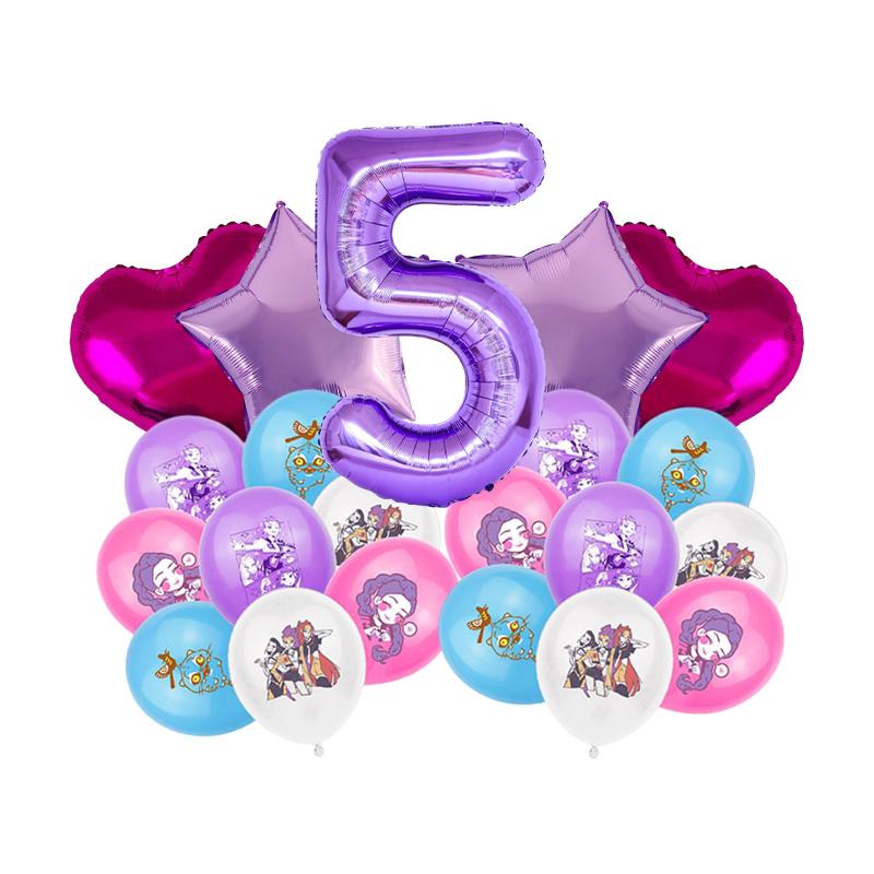 Baloane de petrecere Kpop Demon Hunter K-pop Huntrix Fundal cu baloane de petrecere Kpop Hunter Warrior Consumabile pentru petrecerea de ziua de naștere