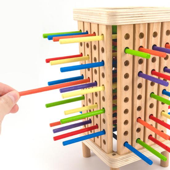 1 Set Wooden Stick Tower Dice Game with 36/42 Sticks 6 Balls Fine Motor Skills Colorful Stick Counting Math Educational