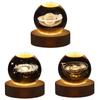 LED Crystal Ball Lamp Milky Way System Crystal Ball Glowing Solar System Crystal Ball with Wooden Base Glass Planet Nightlight