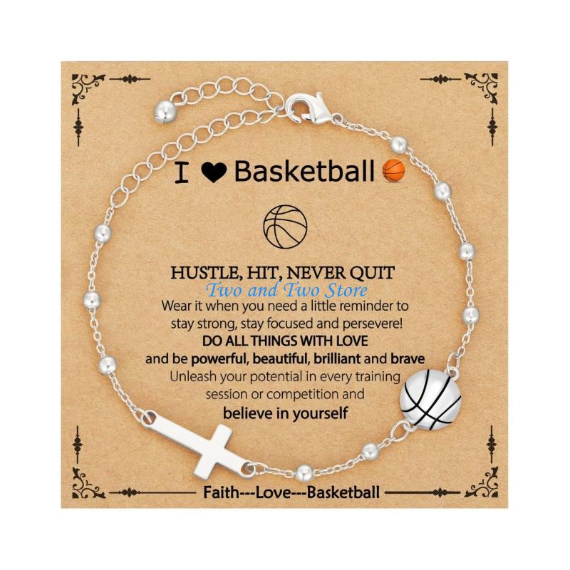 HX6F Classical Ball Charm Pendant Wrist Bracelet Crucifix Link Chain Daily Comfort