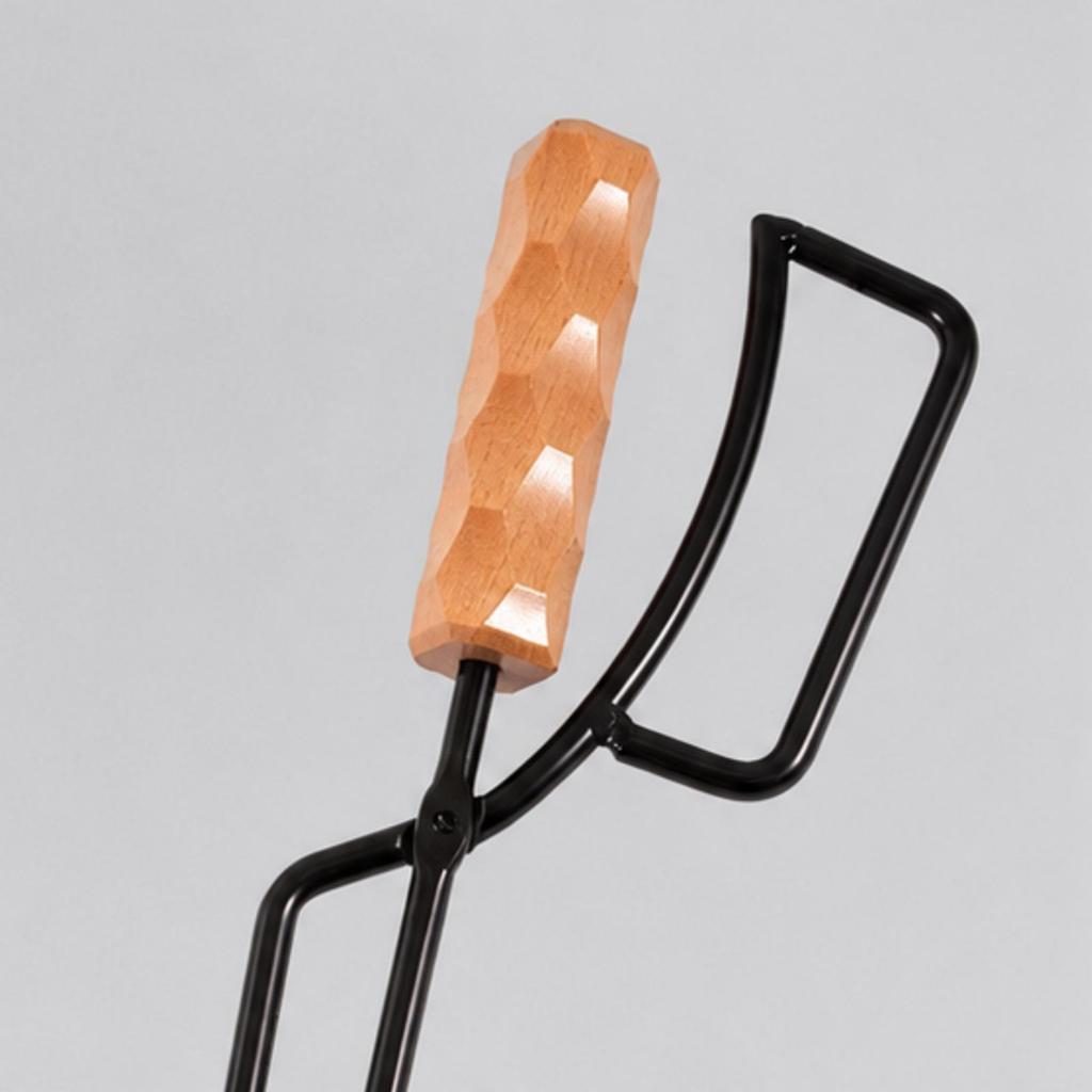Fire Gripper with Wooden Handle Heat Resistant Campfire Tender Tongs