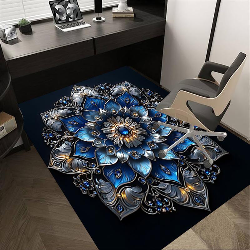 1PC Floral Mandala Extra Large Non Slip Floor Carpet, Office, Family, Bedroom Large Area Rug Indoor Rugs, Vibrant Colors
